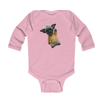 Chill' Puppy Long Sleeve Baby Bodysuit