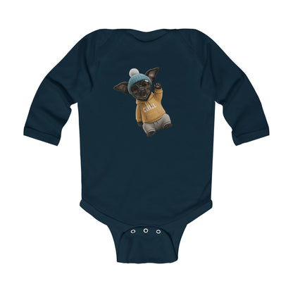 Chill' Puppy Long Sleeve Baby Bodysuit