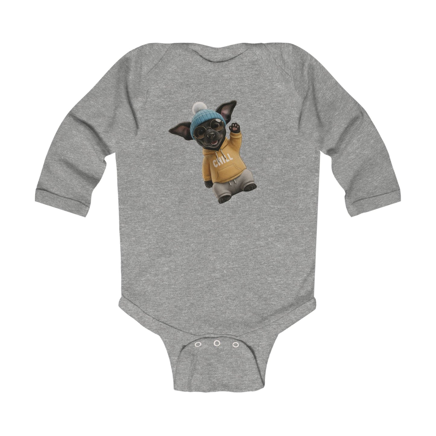 Chill' Puppy Long Sleeve Baby Bodysuit